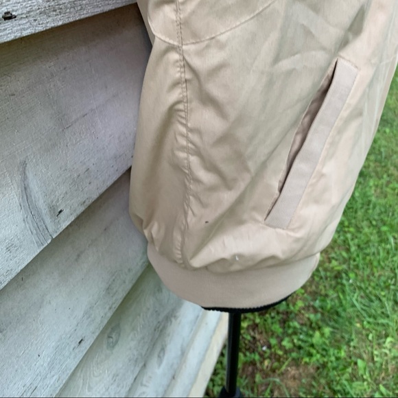 Vintage 80s Tan Khaki Zip Up Front Long Sleeve Collared Utility Bomber Jacket - Picture 14 of 16